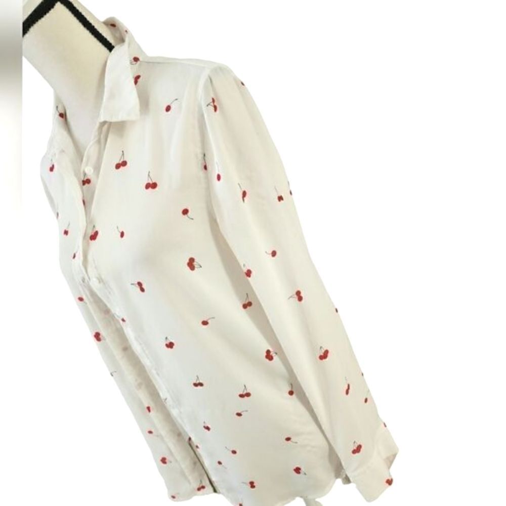 Como Blu Cherry Print Button Down Long Sleeve Col… - image 3